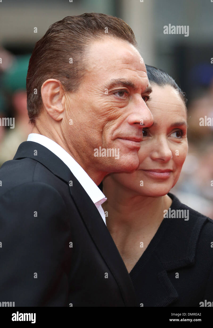 Jean-Claude Van Damme and wife Gladys Portugues 'The Expendables 2' UK Premiere held at Empire Leicester Square - Arrivals Stock Photo