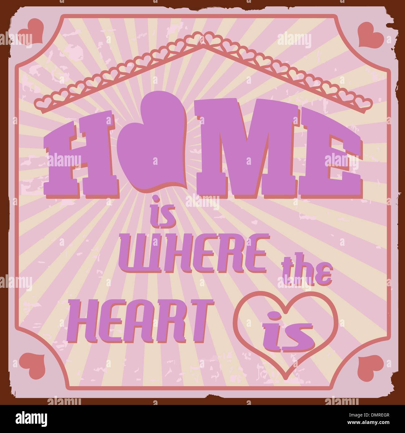 Home is where the heart is vintage poster Stock Vector