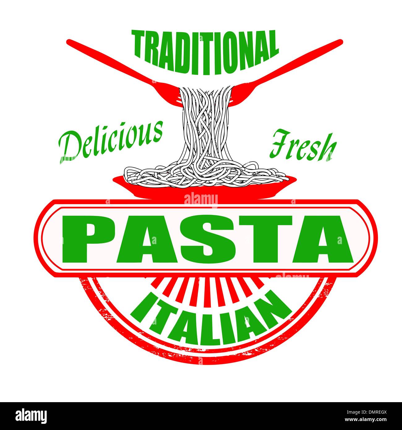Traditional pasta stamp Stock Vector