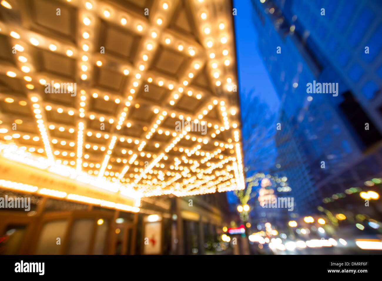 Broadway Street in Downtown Portland Oregon Out of Focus Bokeh Stock Photo