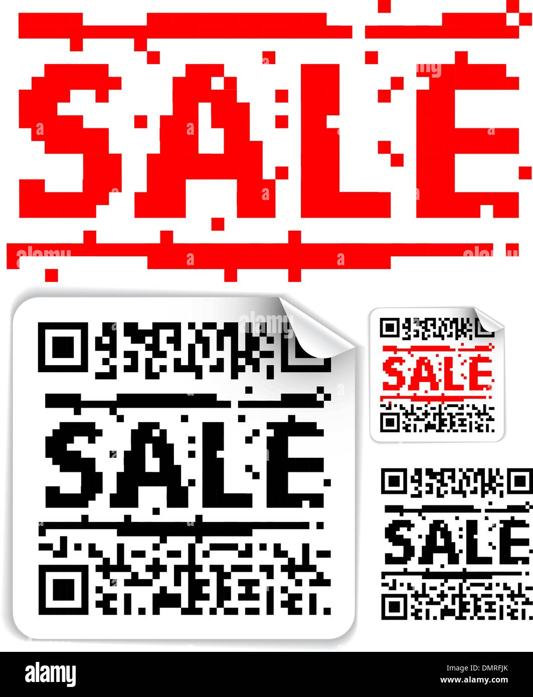 Set of sale labels with qr codes Stock Vector
