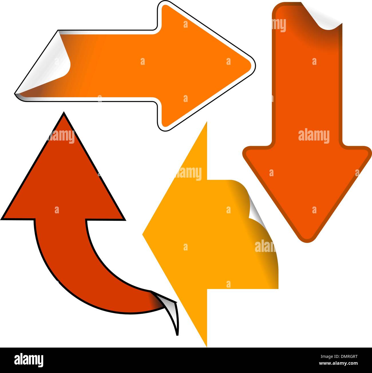 Arrows - Red and orange  labels Stock Vector