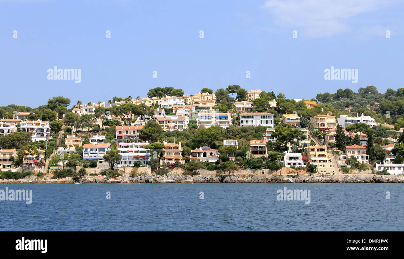 Panoramic view of Alcudia town on island of Majorca, Spain. Stock Photo