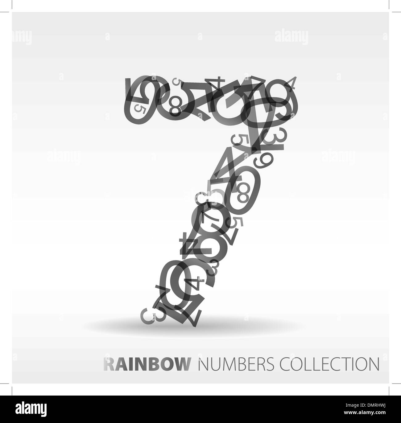 Number seven  made from various numbers Stock Vector