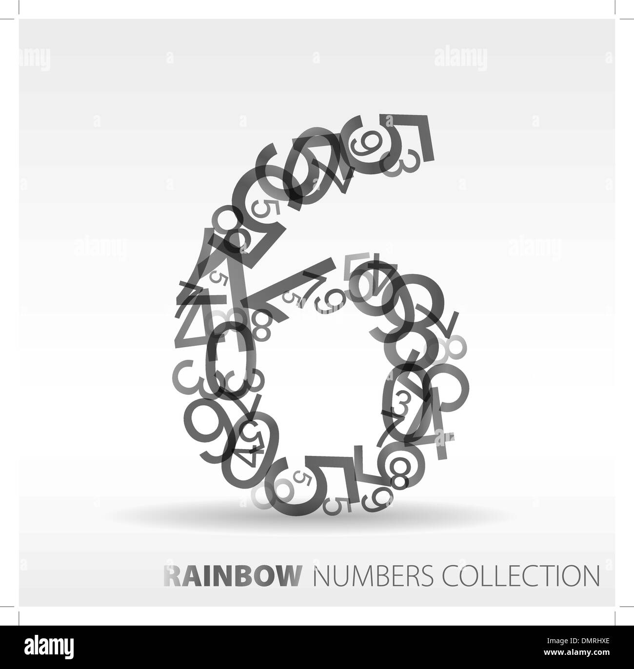 Number six made from various numbers Stock Vector