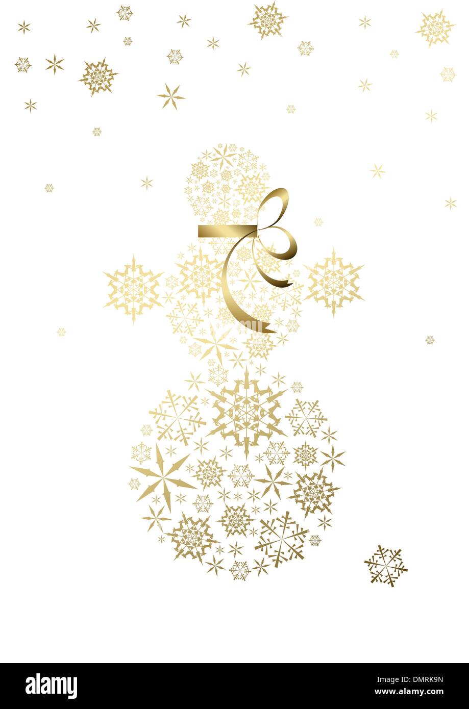 snowman made from golden snowflakes Stock Vector