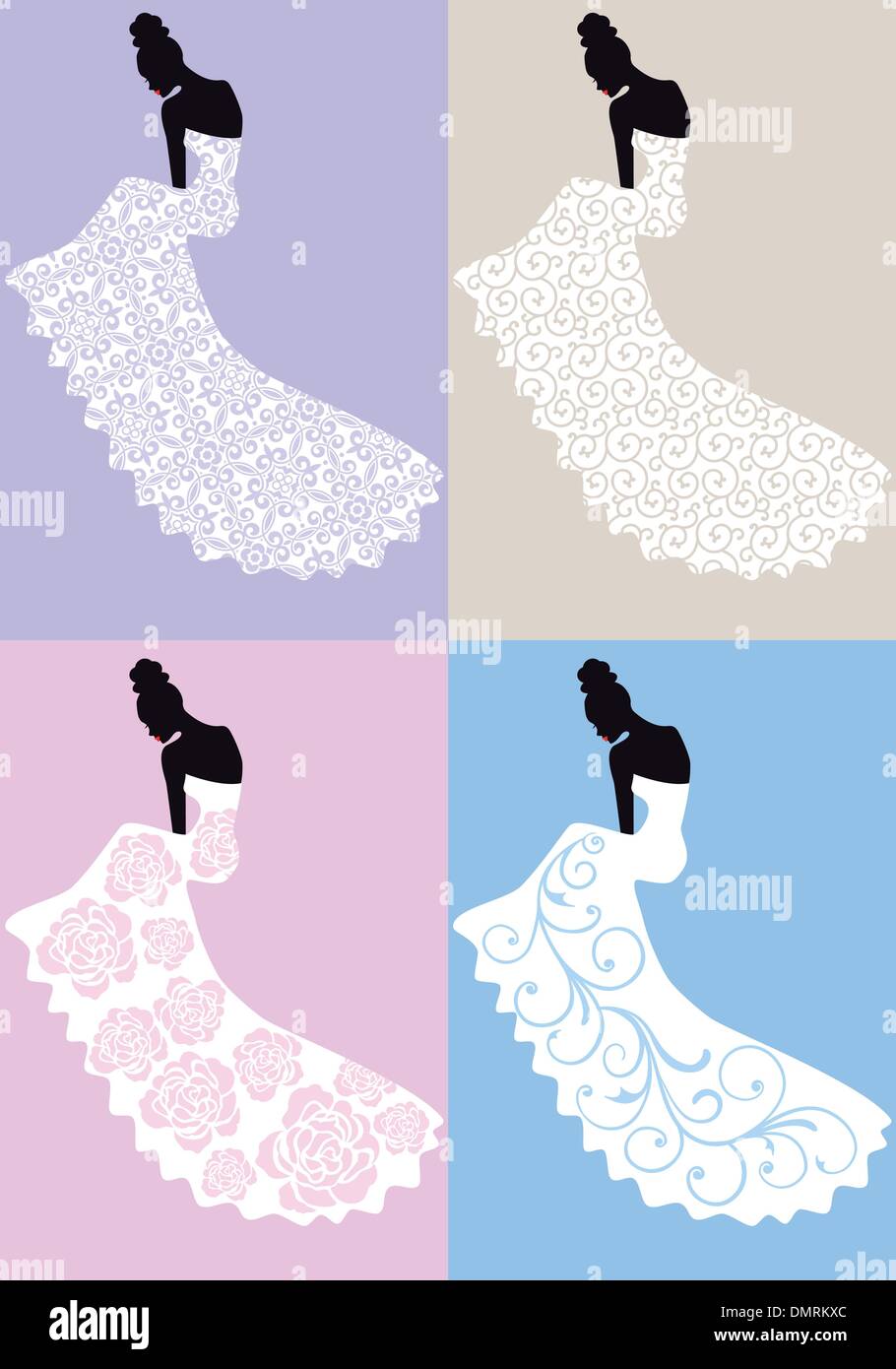 woman in wedding dress, vector Stock Vector