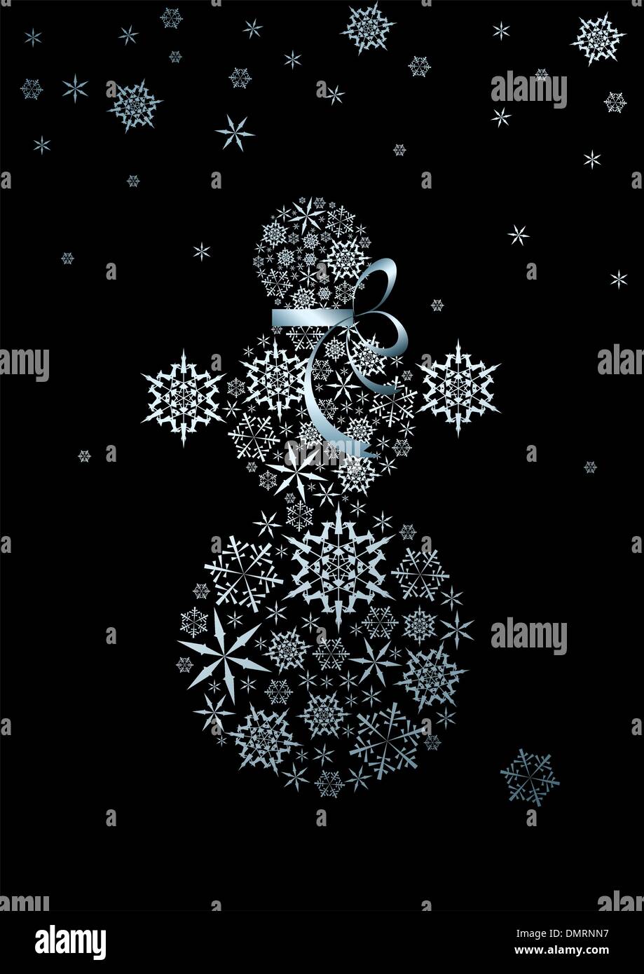 snowman made from silver snowflakes Stock Vector