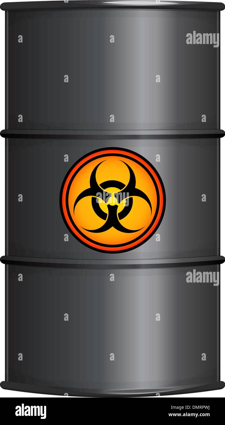 Black barrel with biohazard sign Stock Vector