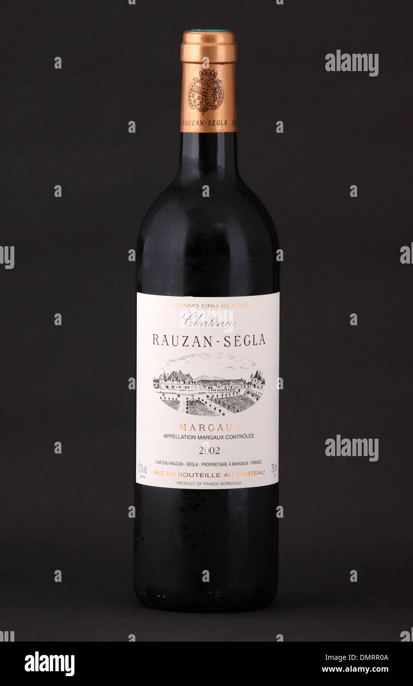 A bottle of French red wine, Chateau Rauzan-Segla, Margaux, Grand Cru Classe, Bordeaux, France Stock Photo