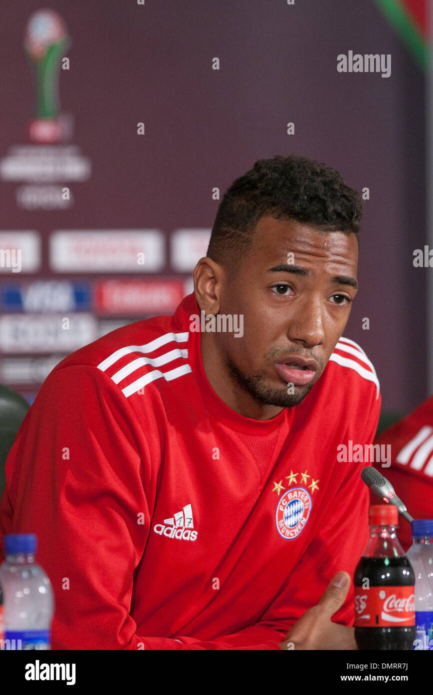 Agadir, Morocco. 16th Dec, 2013. Bayern Munich's Jerome Boateng attends a press conference in Agadir, Morocco, on Dec. 16, 2013. Germany's Bayern Munich will play with China's Guangzhou Evergrande in a semifinal at the FIFA Club World Cup on Dec. 17. Credit:  Cui Xinyu/Xinhua/Alamy Live News Stock Photo