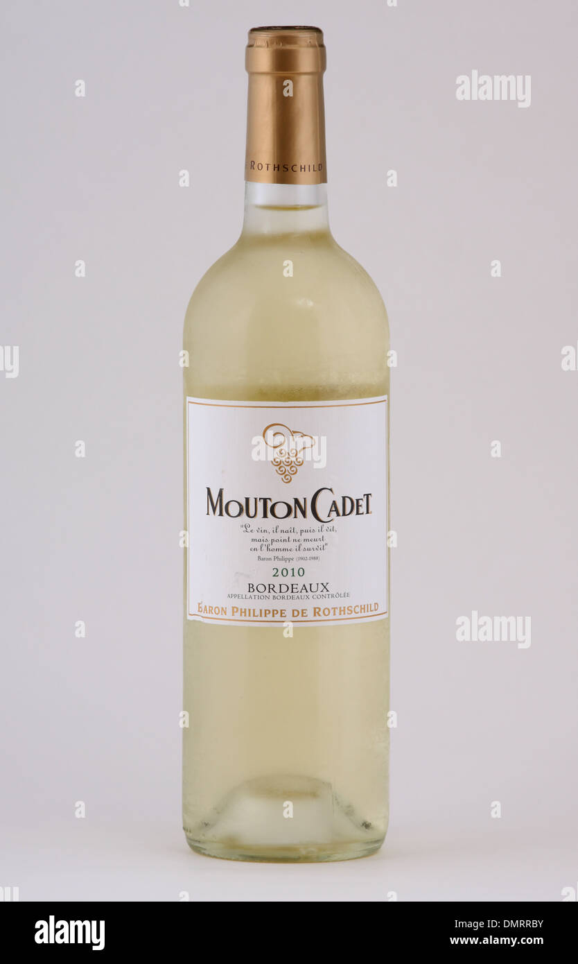 A bottle of French white wine, Mouton Cadet 2010, Bordeaux, Earon Philippe de Rothschild, France Stock Photo