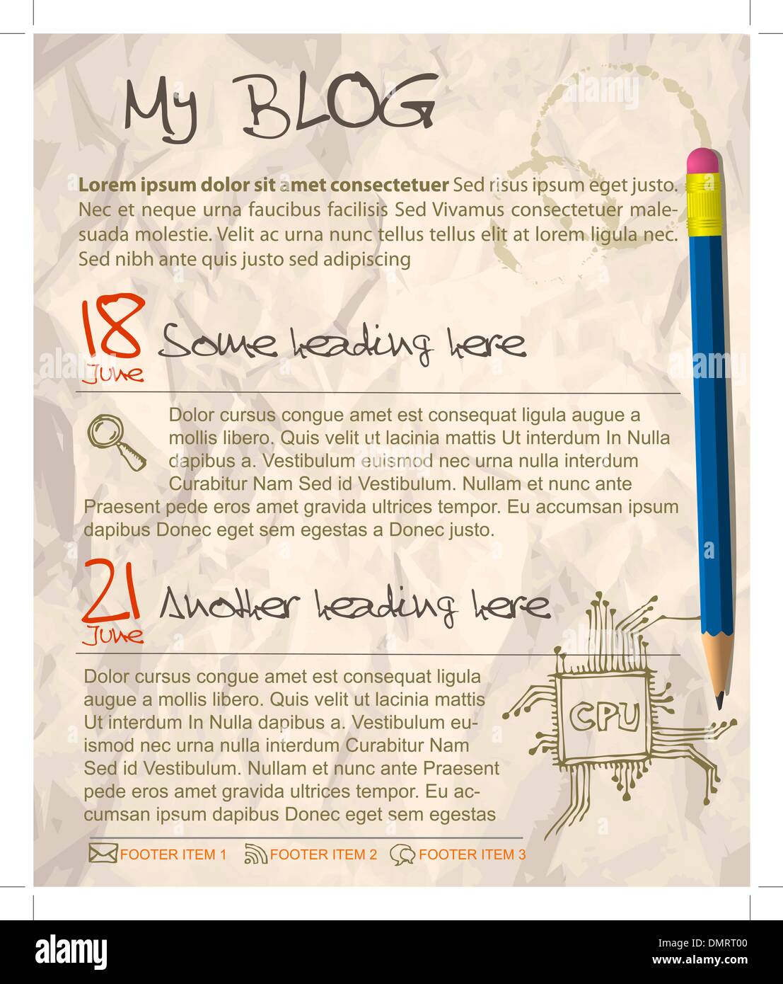 Blog web site template Stock Vector Image & Art - Alamy