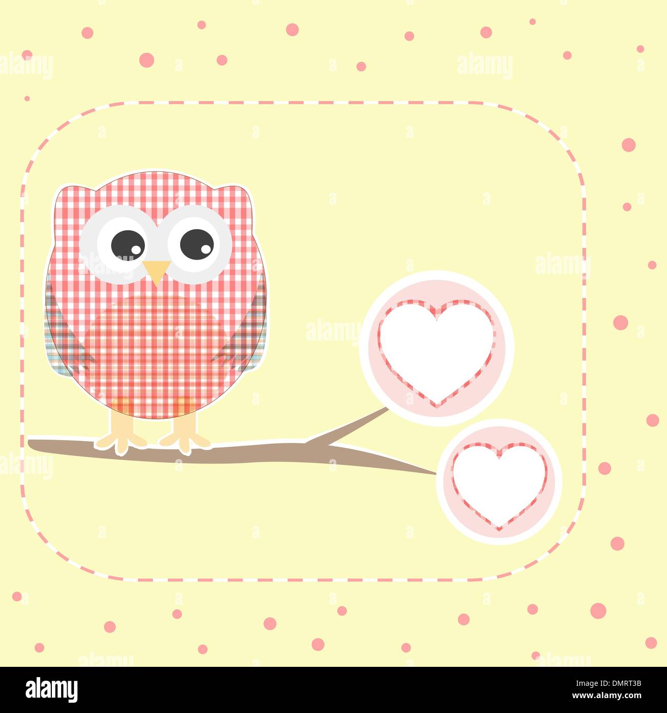 autumn background with owls sitting on branch with heart Stock Vector ...