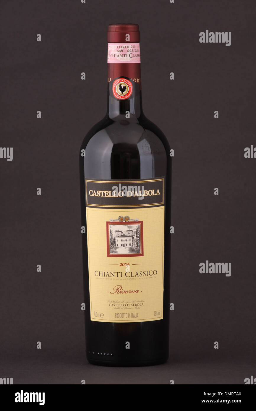 A bottle of Italian red wine, Castello d'Albola 2006, Chianti Classico Riserva, Italy Stock Photo
