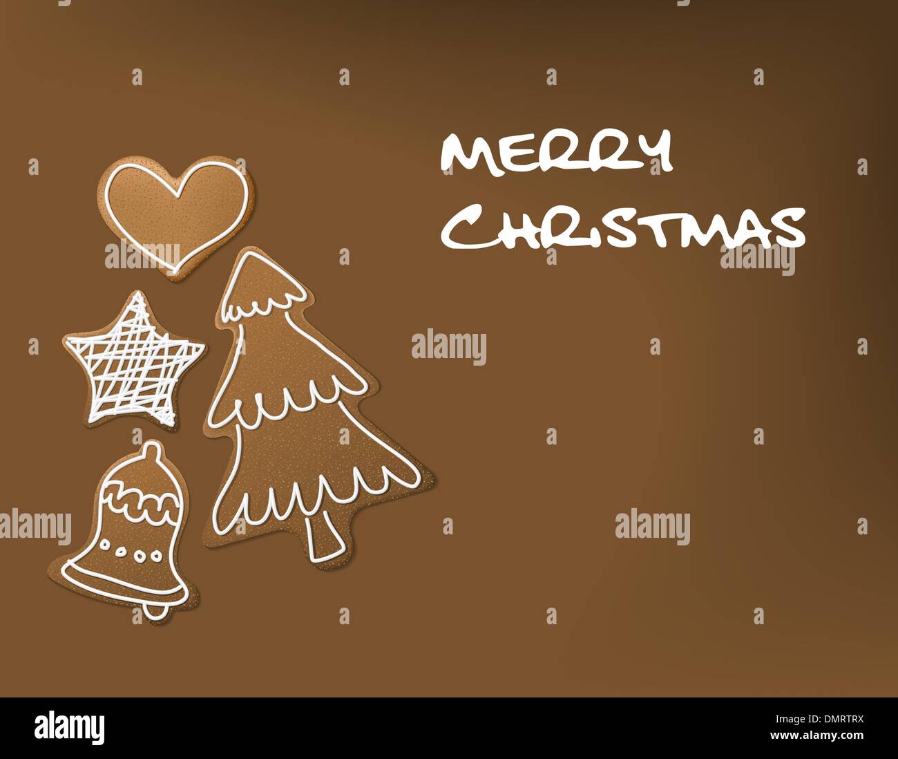 Christmas card - gingerbreads with white icing Stock Vector