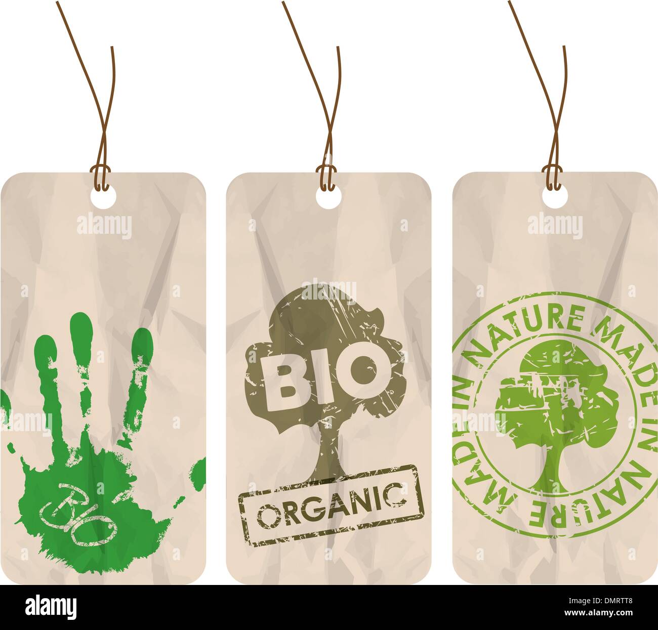 grunge tags for organic / bio / eco Stock Vector