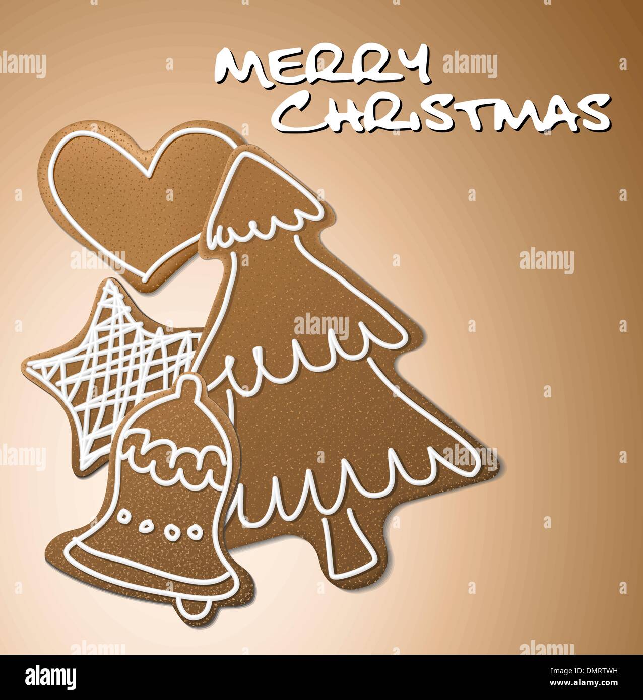 Christmas card - gingerbreads with white icing Stock Vector