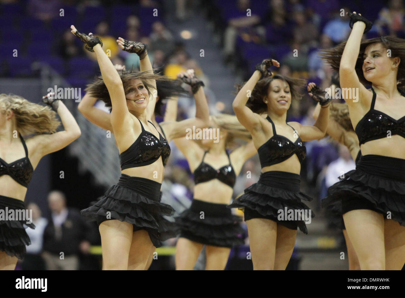 LSU Tiger Girls dance team performs during the game between the ULM