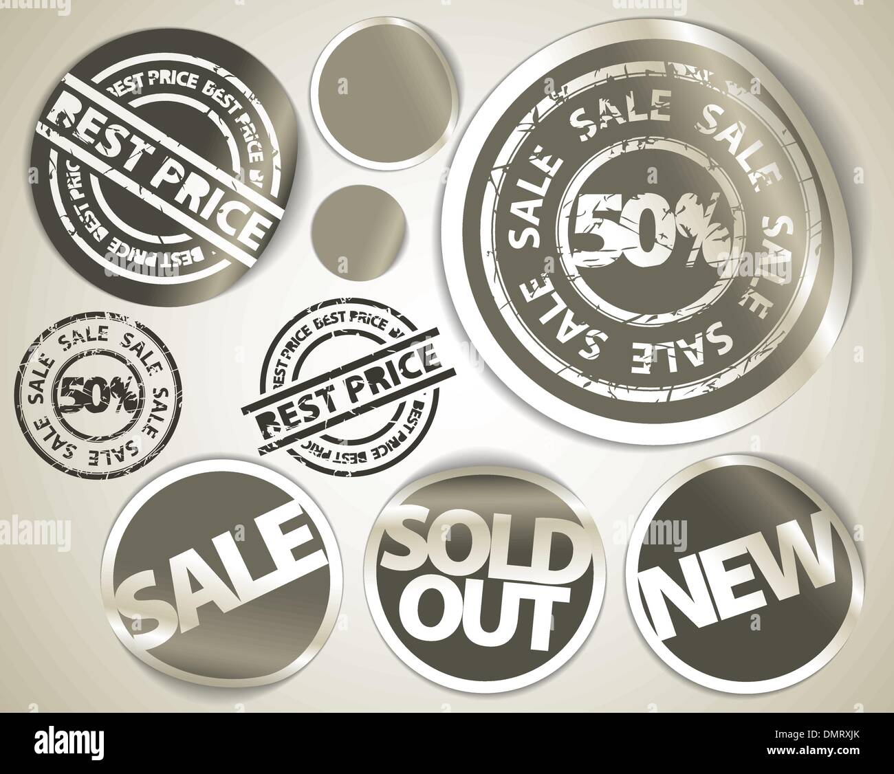 Set of grunge sale labels badges and stickers Stock Vector