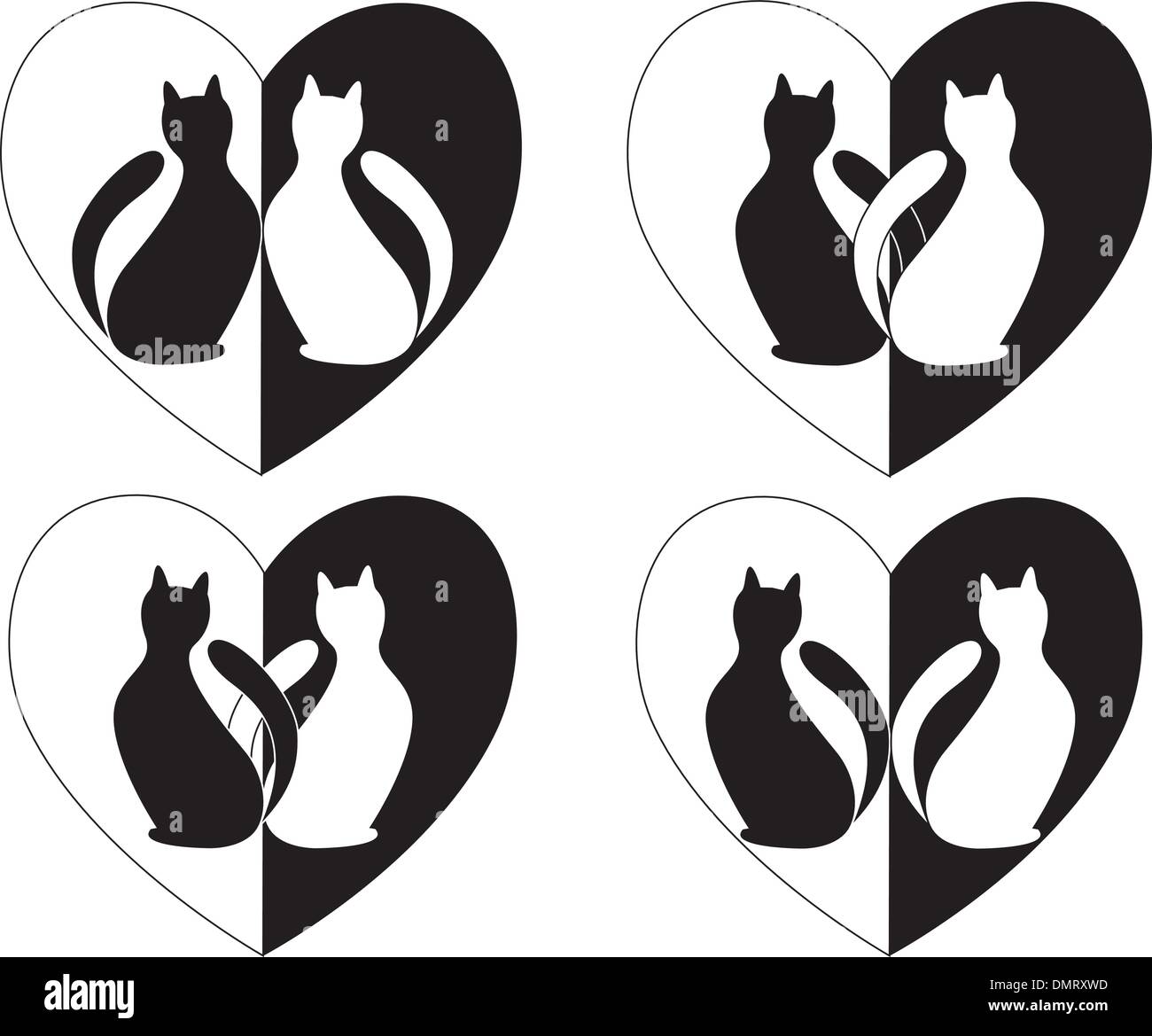 Premium Vector  Two cat in love isolated flat illustration two cat in love  line icon