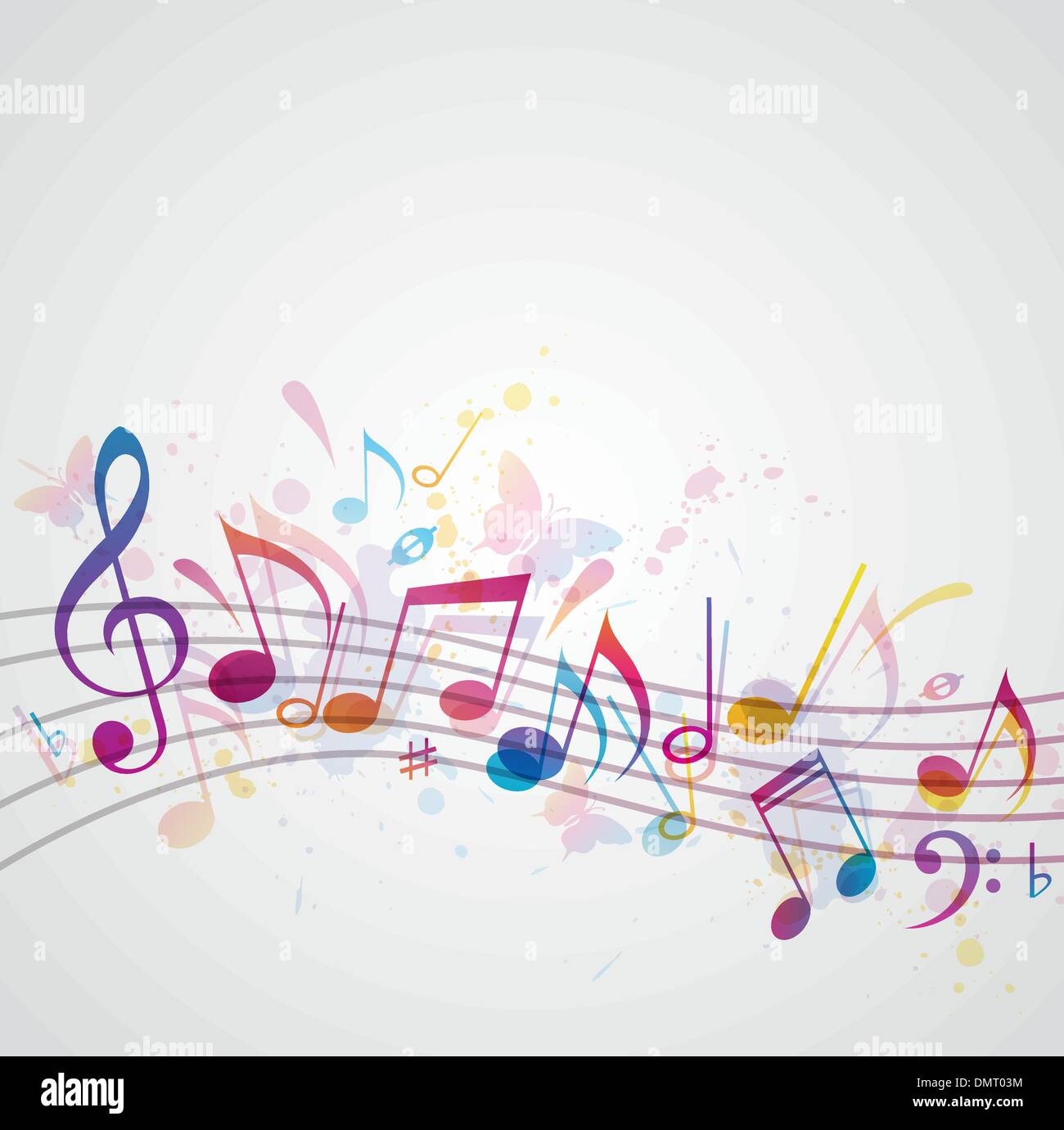 Music background with butterflies Stock Vector Image & Art Alamy