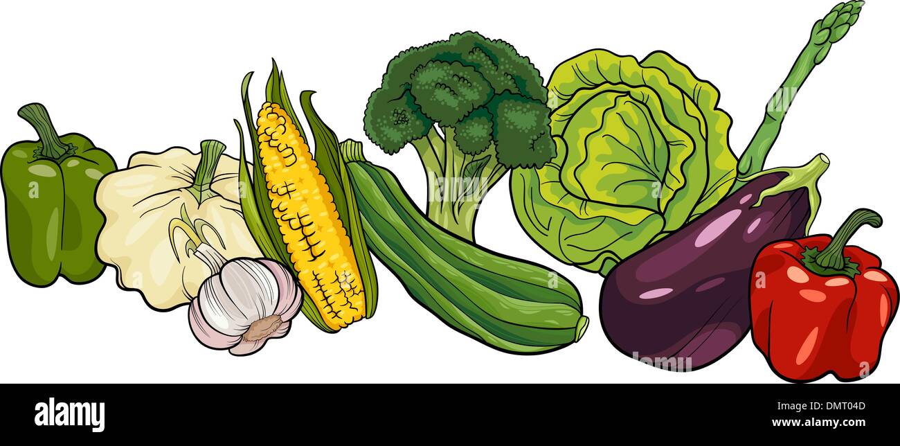 vegetables big group cartoon illustration Stock Vector Image & Art Alamy