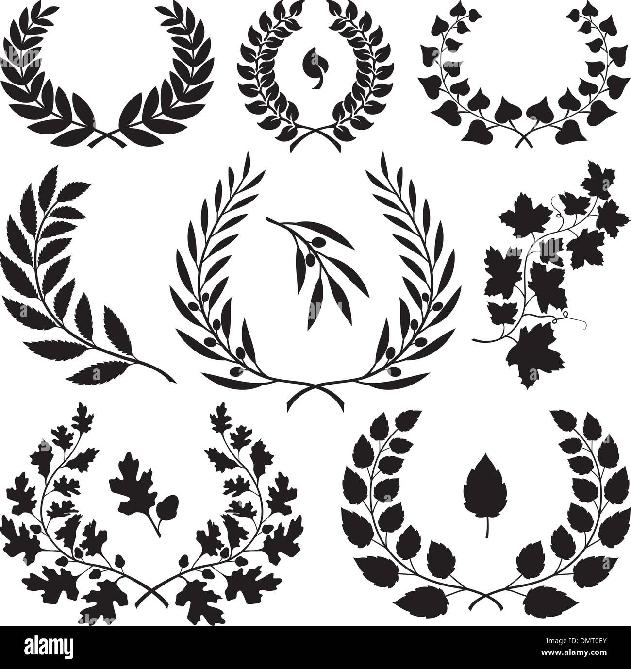 Laurel wreath black silhouette hi-res stock photography and images - Alamy