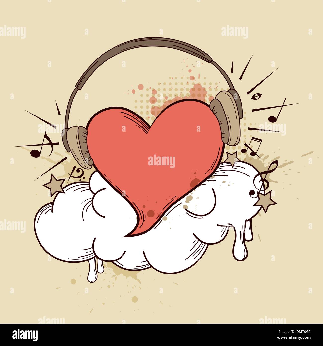 Heart with headphones Stock Vector Image & Art Alamy