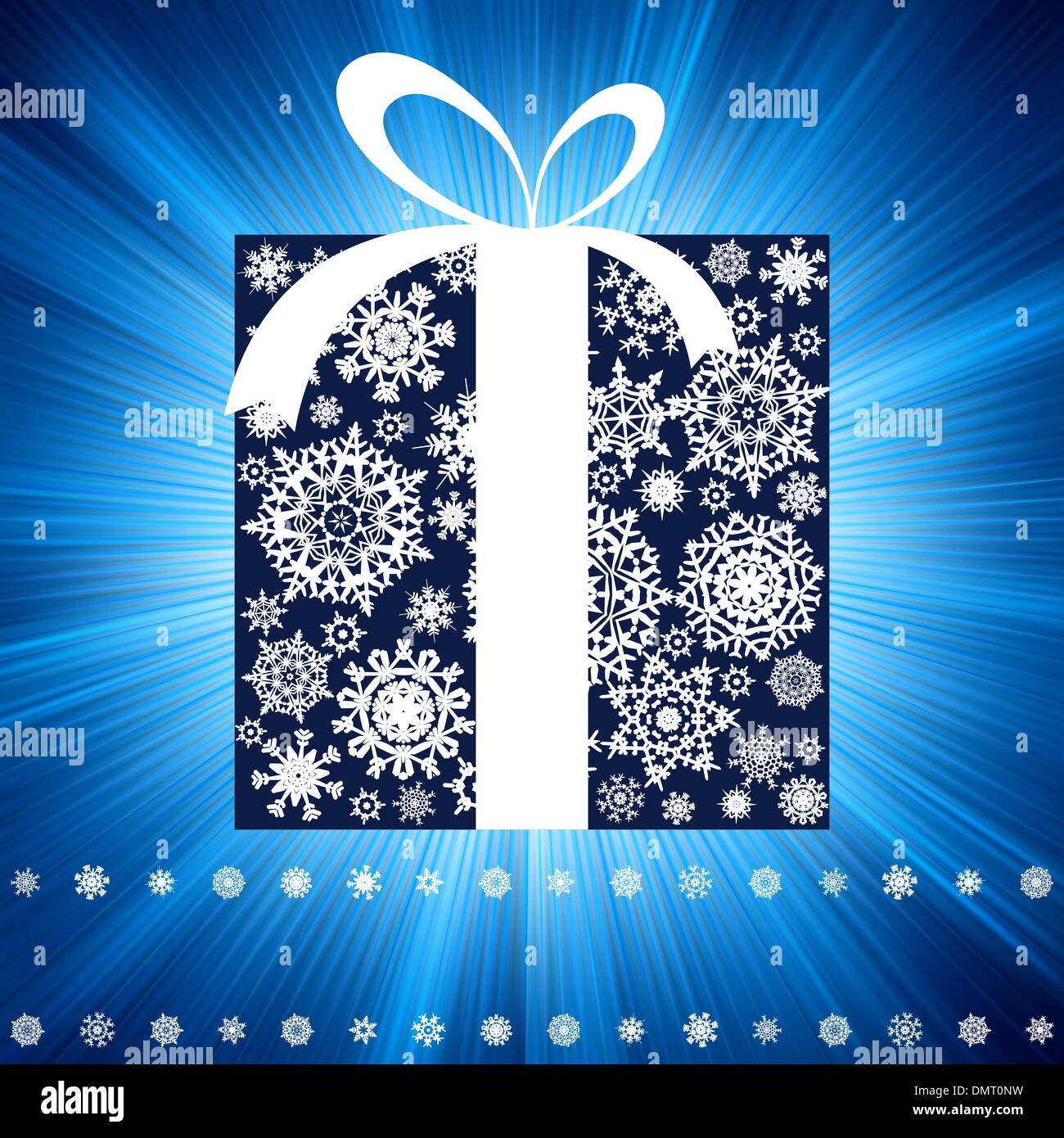 Blue burst with gift box. EPS 8 Stock Vector