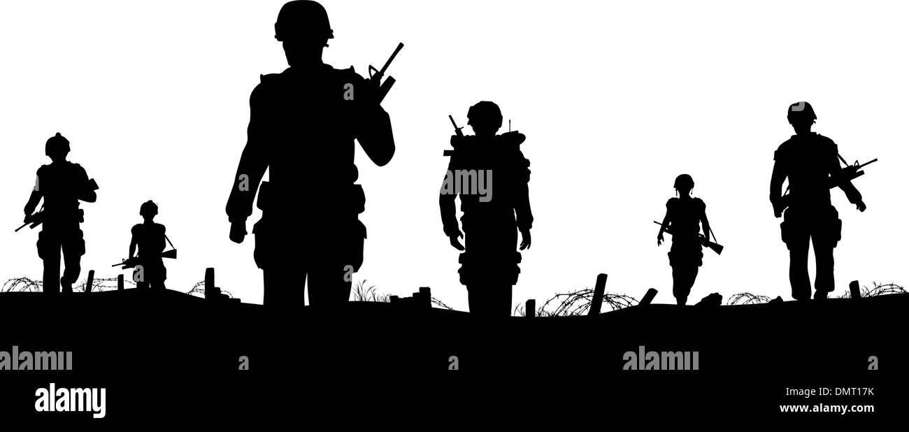 Army soldier silhouette Black and White Stock Photos & Images - Alamy