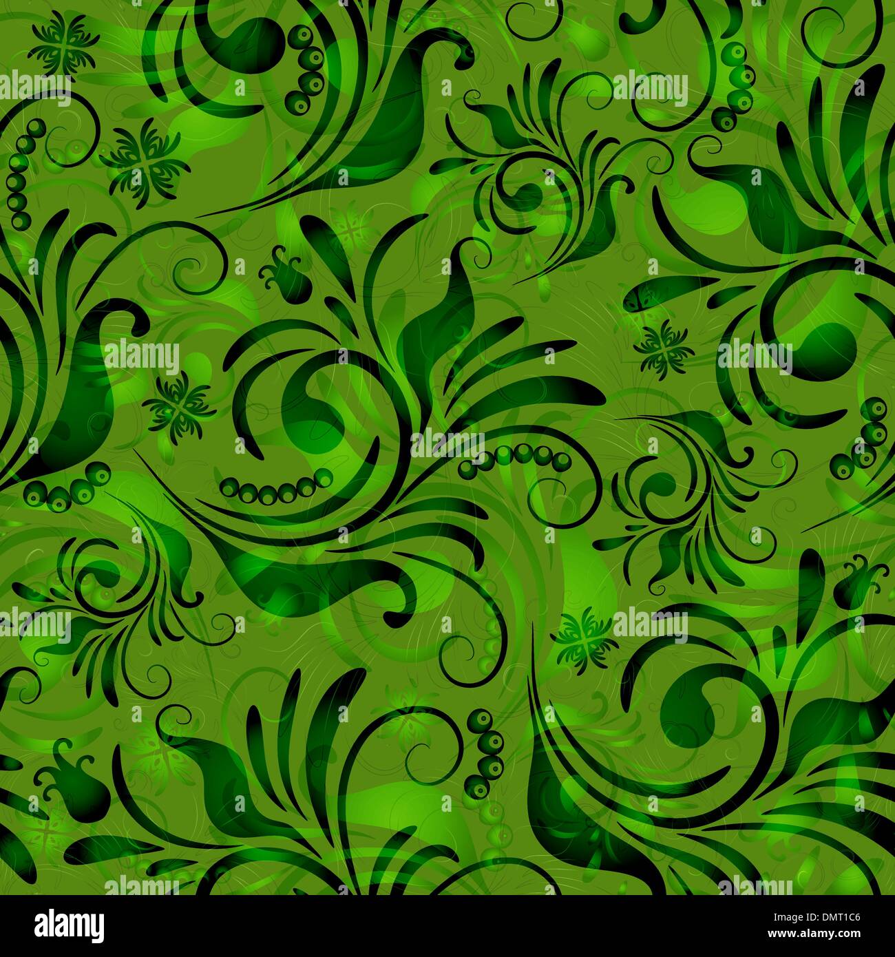 Green seamless floral pattern Stock Vector Image & Art - Alamy