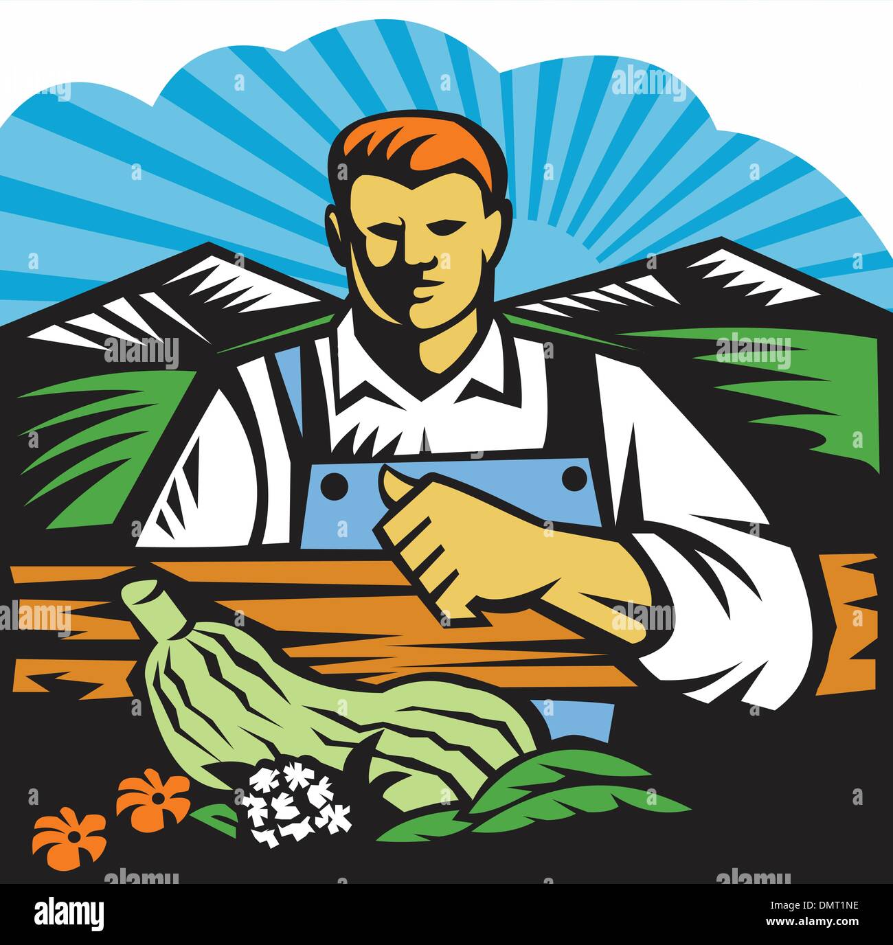 Organic Farmer Farm Produce Harvest Retro Stock Vector Image & Art - Alamy