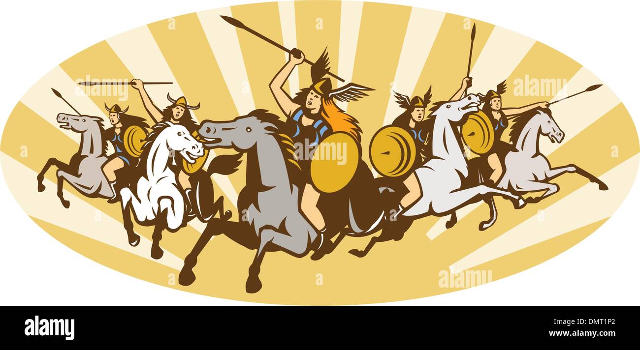 Valkyrie Riding Horse Retro Stock Vector Image & Art - Alamy