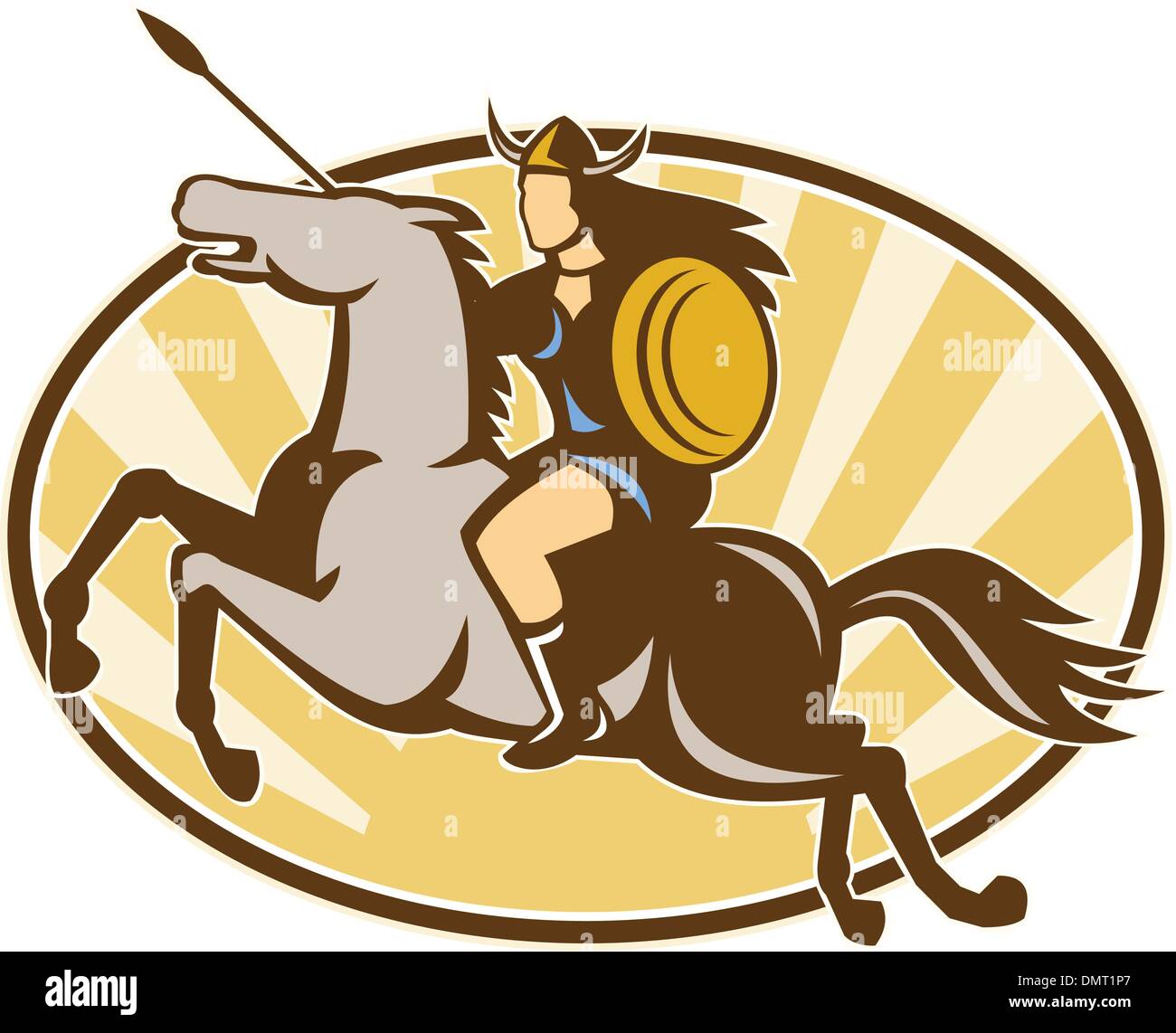 Valkyrie Riding Horse Retro Stock Vector Image & Art - Alamy
