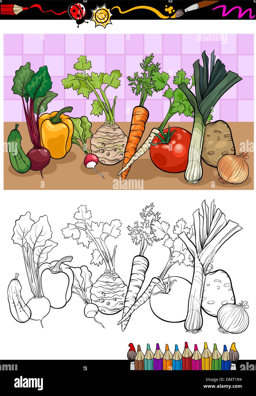 vegetables group illustration for coloring Stock Vector Image & Art Alamy