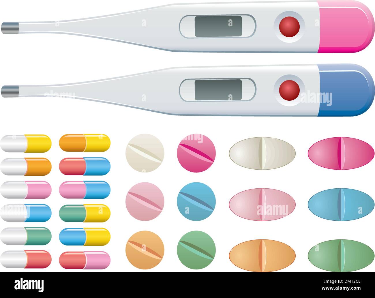 vector thermometers, pills and capsules Stock Vector Image & Art - Alamy