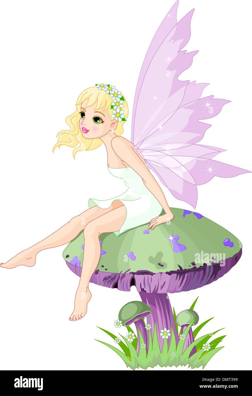 Fairy on Mushroom Stock Vector Image & Art - Alamy