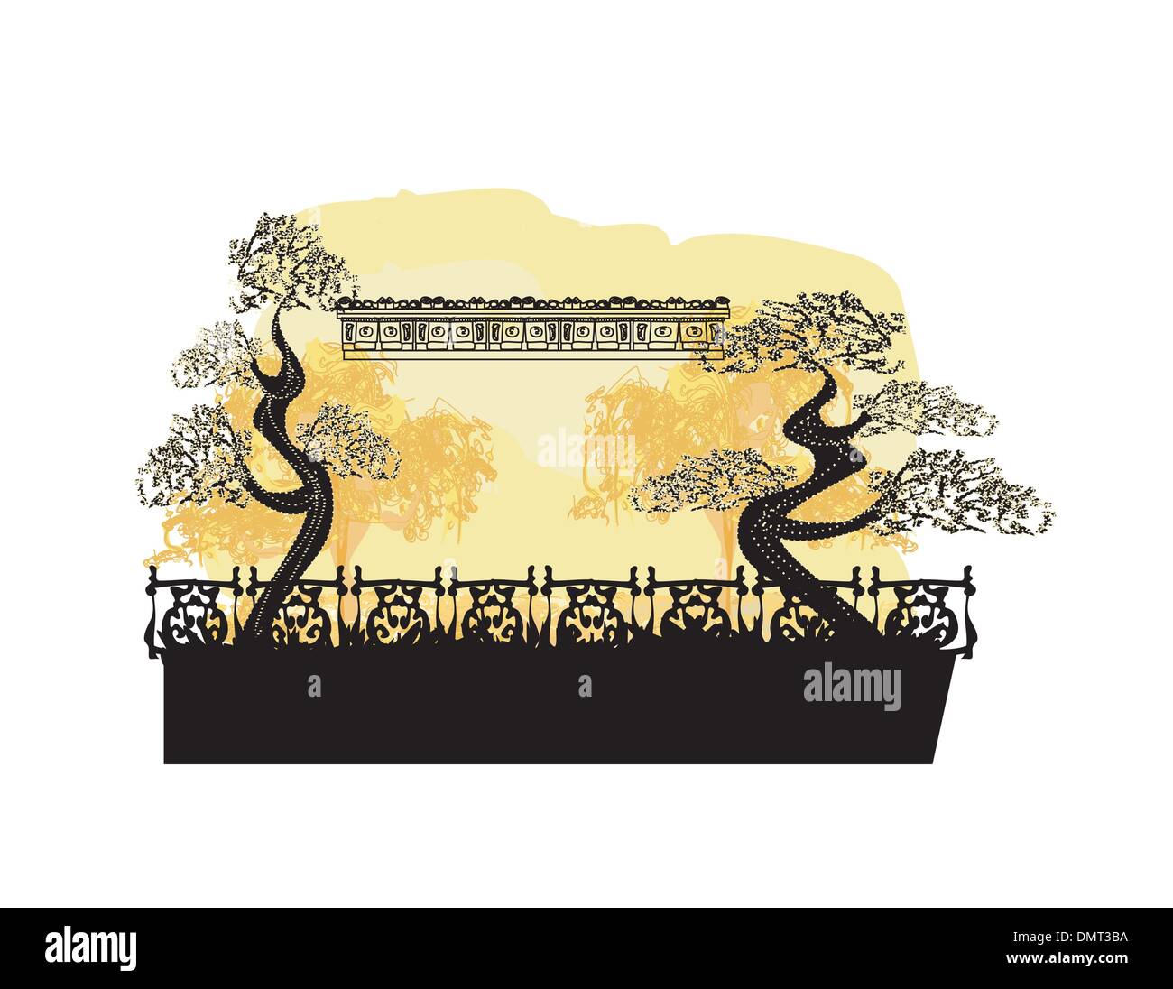 Romantic couple in Paris kissing near Arc de Triomphe  in Paris Stock Vector