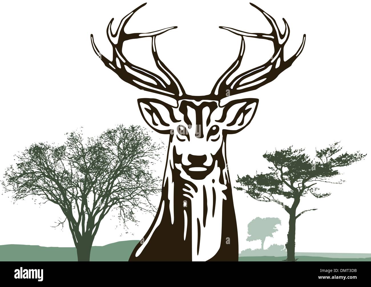 Deer with trees Stock Vector