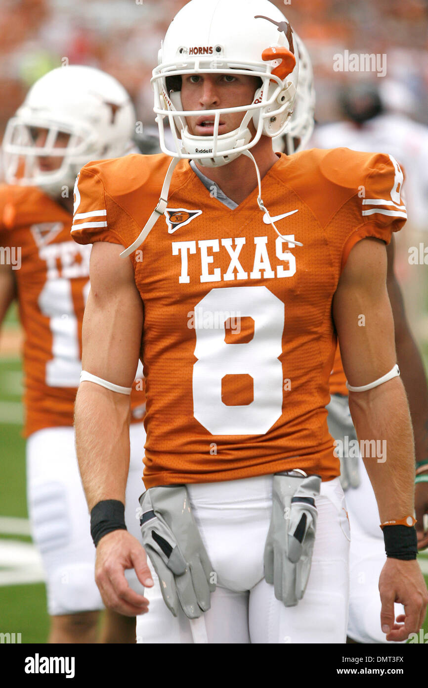 Senior wide receiver Jordan Shipley during pregame warmup.. The Texas  Longhorns defeated Texas Tech Red Raiders 34-to 24 in the game played in  Austin, Texas at Darrell K. Royal Memorial Stadium. With