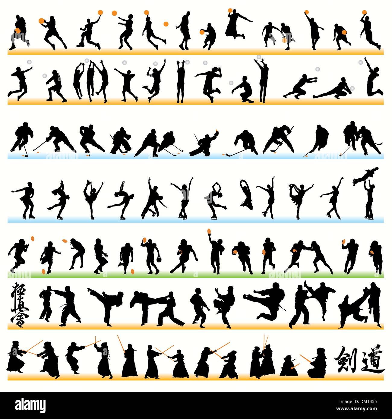 90 Sport Silhouettes Set Stock Vector