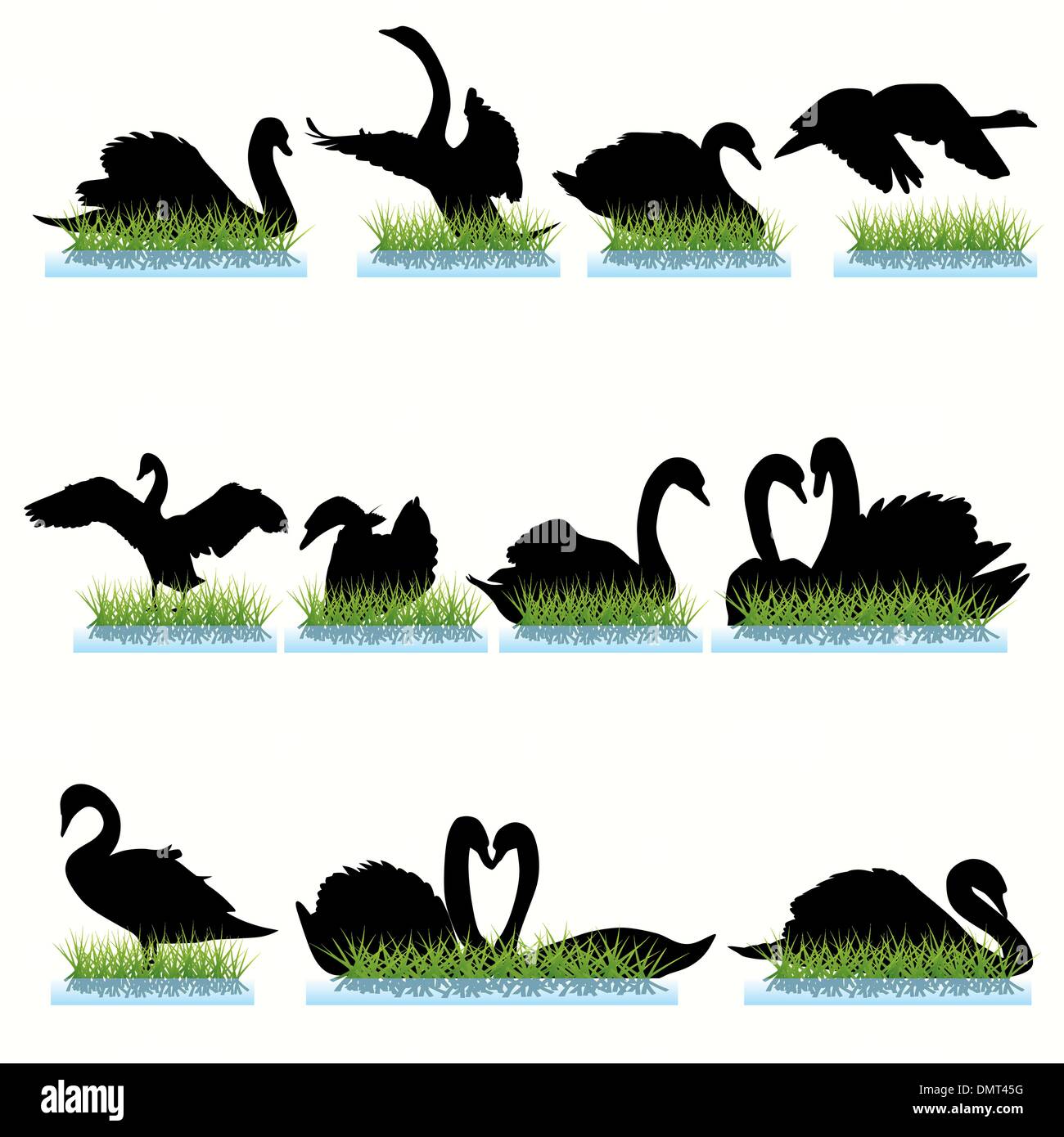 12 Swans Silhouettes Set Stock Vector Image And Art Alamy