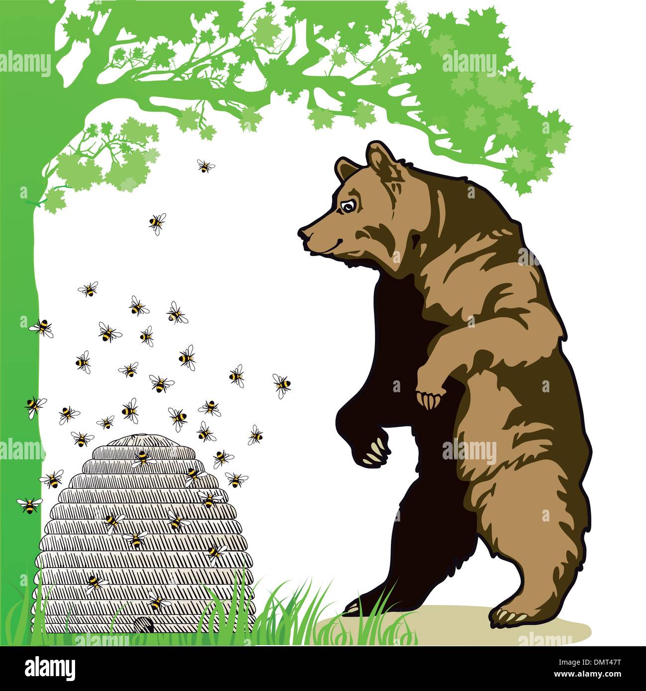 Bear with beehive Stock Vector