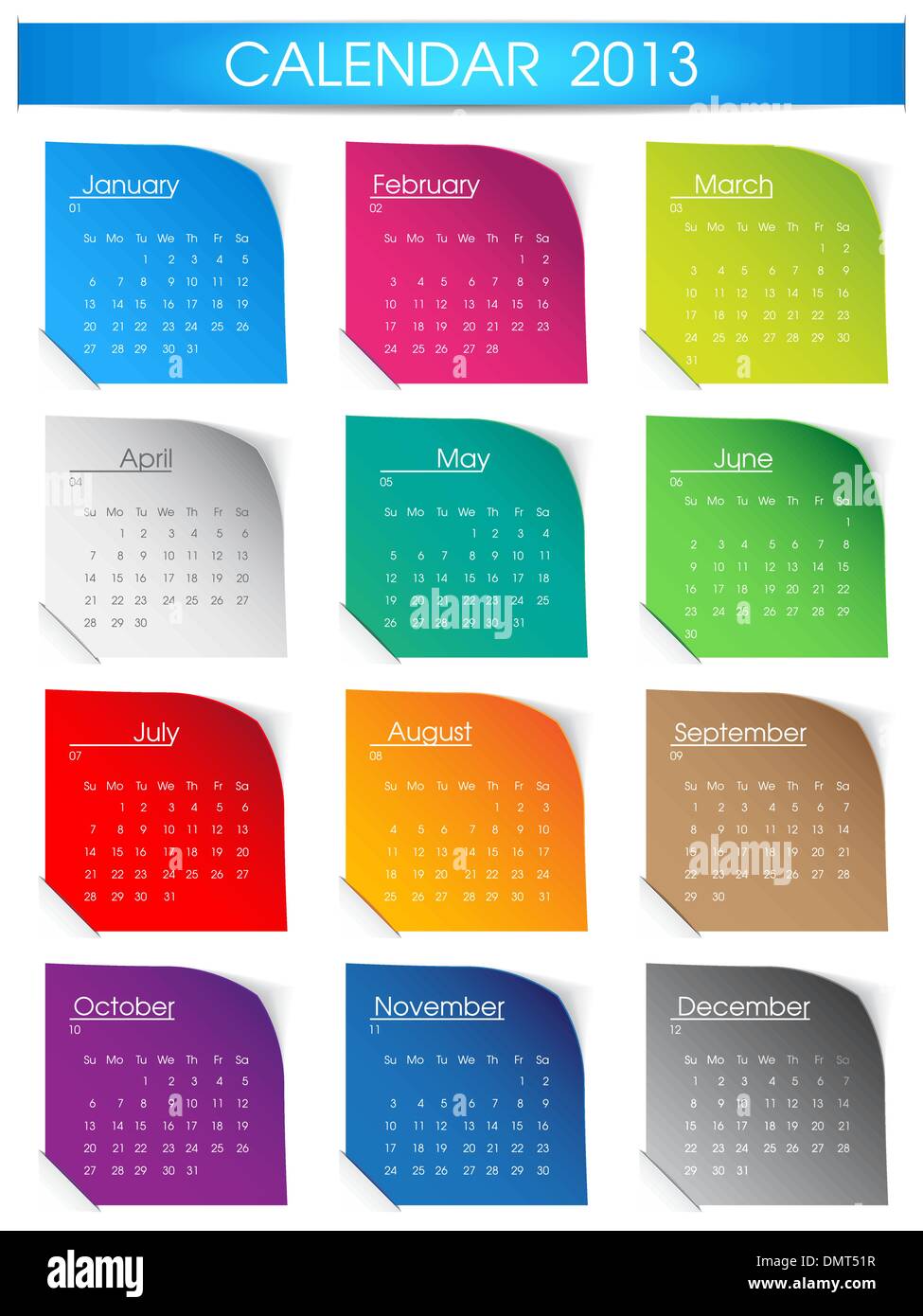 Colorful 2013 calendar Stock Vector Image & Art - Alamy