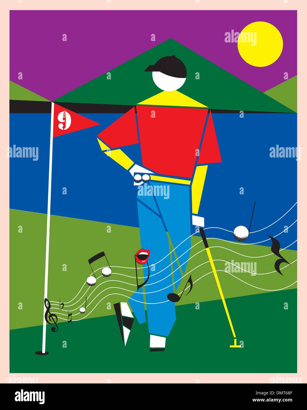 Playing golf like a melody Stock Vector