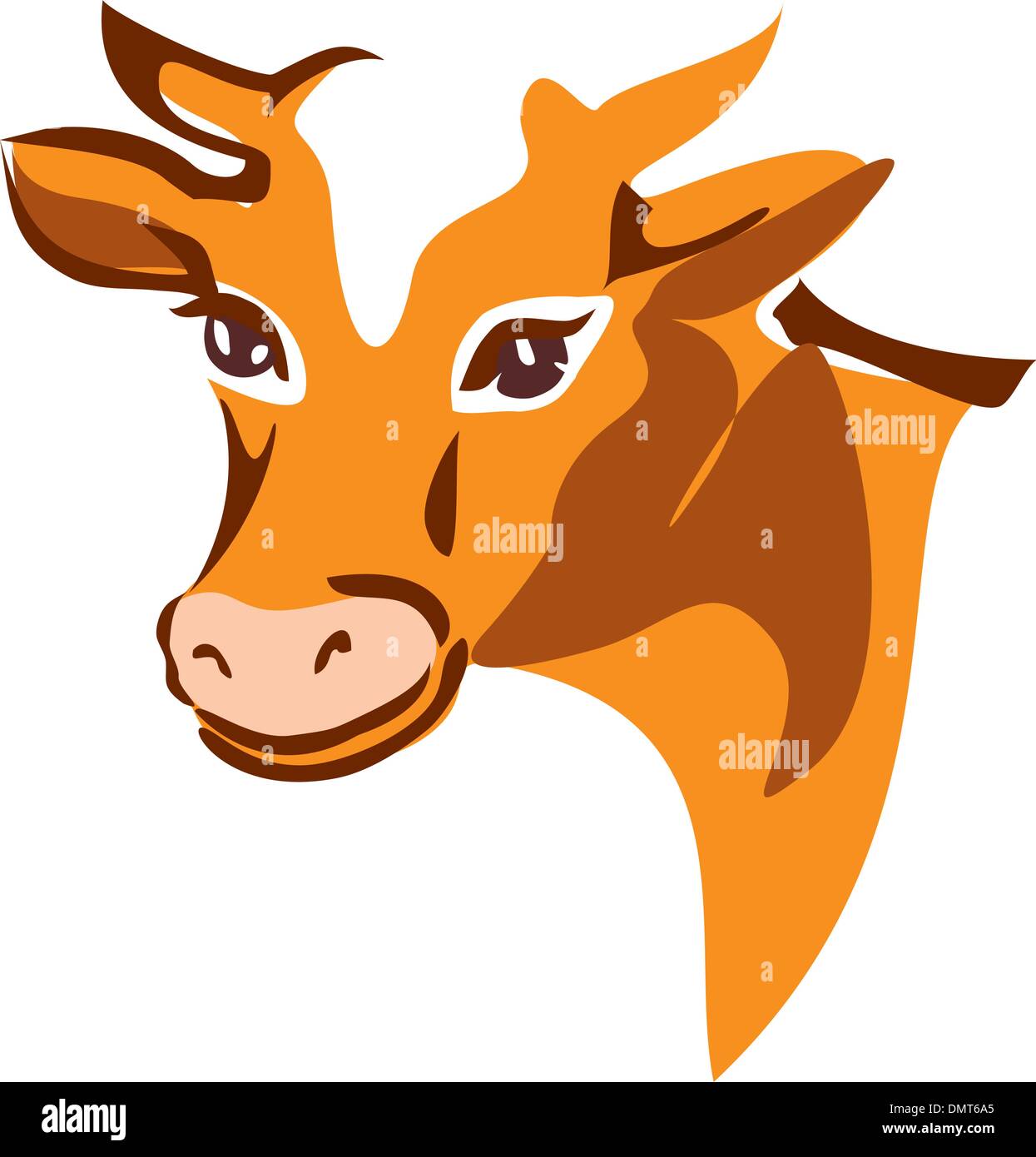 bright brown smiling cow portrait Stock Vector