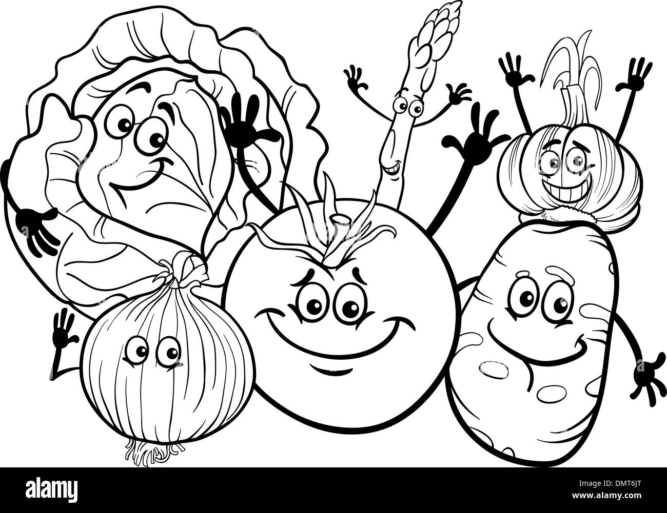 vegetables group cartoon for coloring book Stock Vector Image & Art Alamy