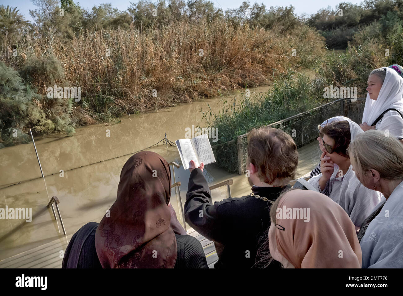 The Jordan River baptism site, Israel Stock Photo