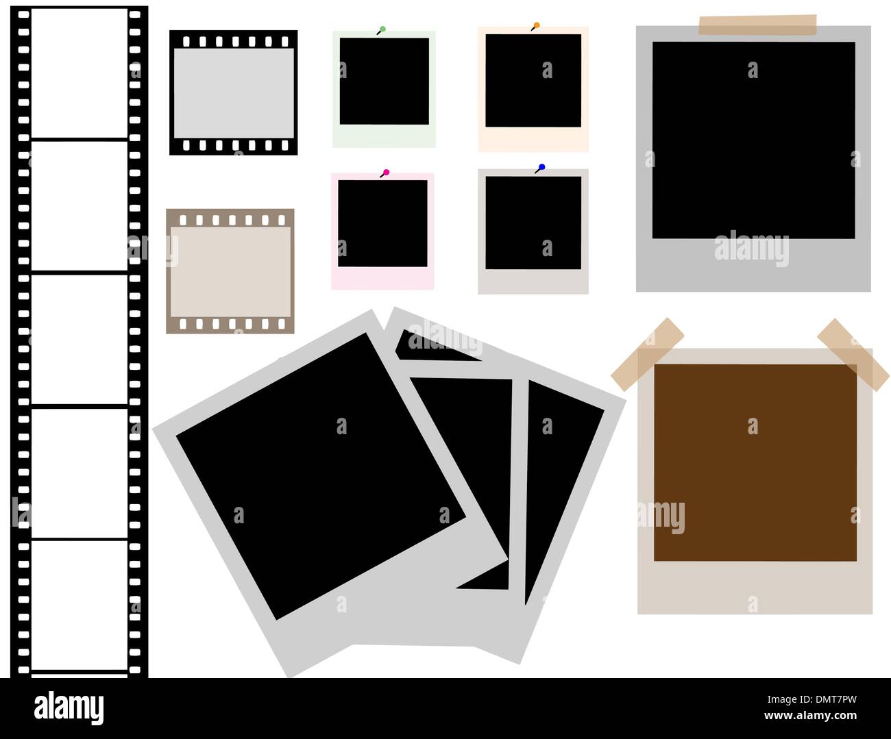 photo frames and film strip Stock Vector
